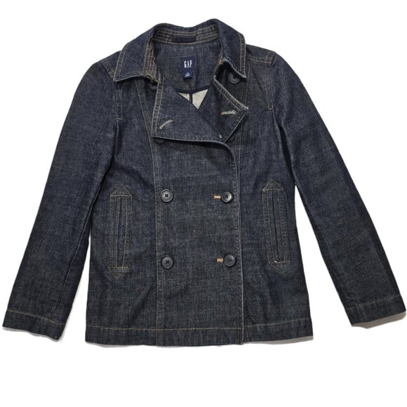 Gap Women’s Double-Breasted Denim Jacket Blazer XS Medium Wash Blue - Picture 6 of 16